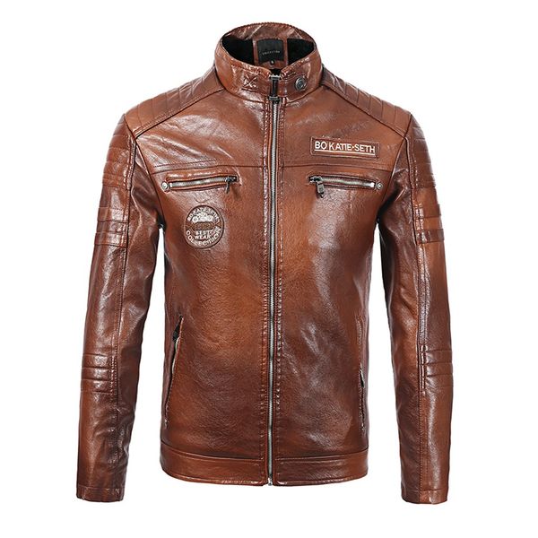 

new fashion motorcycle leather jackets men leather coat casual slim coats with zipper man outerwear stand collar jacket jaycosin, Black;brown