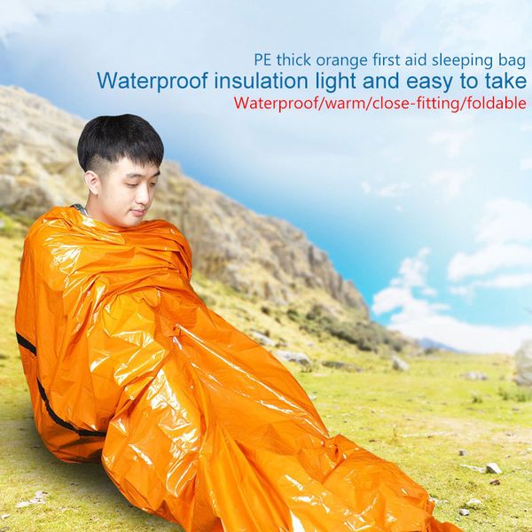 

outdoor emergency sleeping bag thermal keep warm durable waterproof polyester film material camping survival equipment