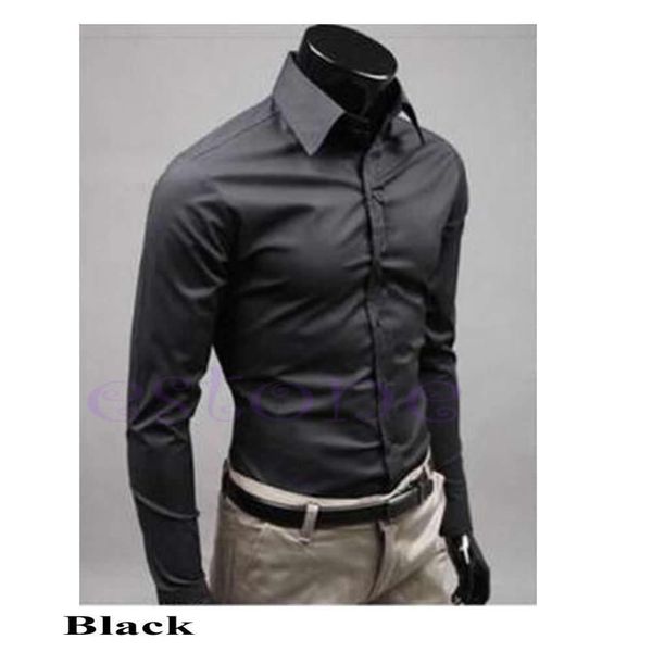 

mens luxury stylish casual dress slim fit casual long sleeve blouse, White;black