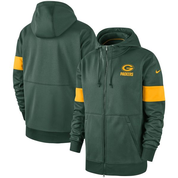 

Men green bay vintage packer ideline performance full zip hoodie green weat hirt, Black