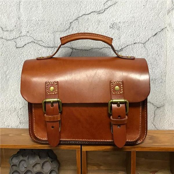 

johnature handmade retro women messenger bag leisure cow leather handbag solid color large capacity female shoulder bags