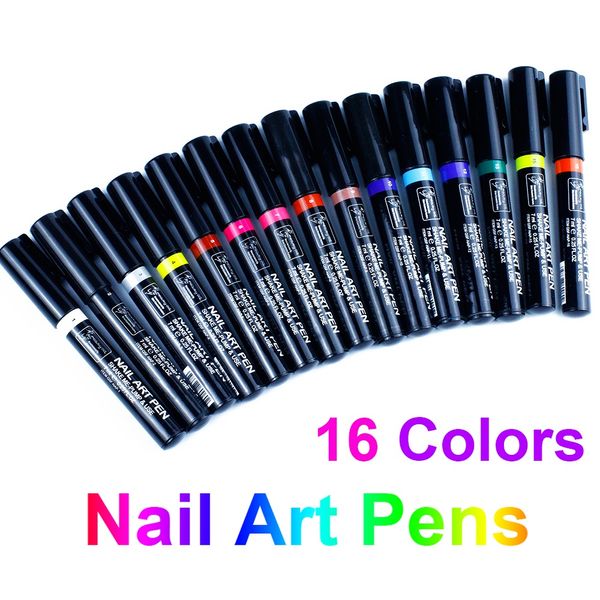 NA061 16 colori Nail Art Penne per pittura Design Gel UV Smalto 3D Nail Art Decorazione fai da te Manicure Vernice acrilica Pennello per unghie