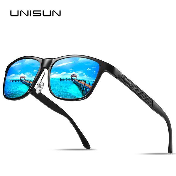 

unisun new al-mg men hd polarized sunglasses men's square driving sunglasses fishing sun glasses uv400, White;black