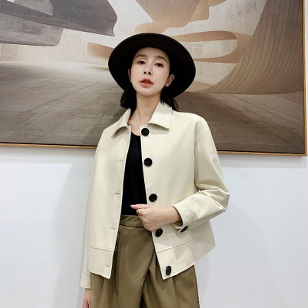 

2020 женщины весна подлинная real sheep leather jacket r4, Black;brown