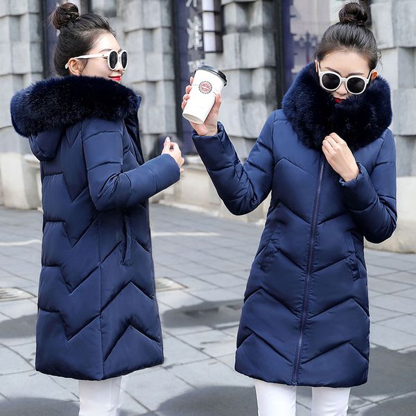 

winter jacket women warm female long jacket new 2019 fashion hooded women's down artificial fur collar winter coat parkas, Black