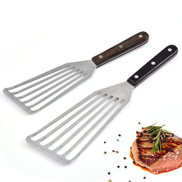 

burdock shovel stainless steel wooden handle shovel kitchen multi-function steak shovel fried fish eel shovels kitchen tool dbc vt0838