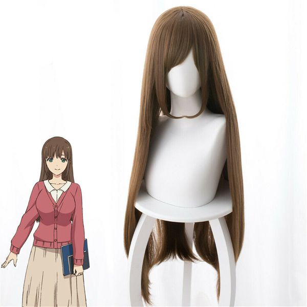 Großhandel kostenloser VersandInländische Freundin Hina Tachibana Braune Cosplay-Perücke Langes glattes Haar Volle Perücke