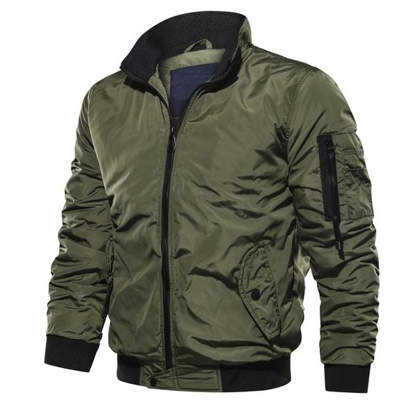 

autumn winter solid bomber jackets men casual outwear zipper breathable jacket thick coat overcoat baseball chaqueta hombre, Black;brown