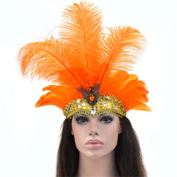 9 cores do partido lantejoulas prata Headwear Carnival Masquerade Feather Headdress Brasil Rio Cuba Carnival Mask Float