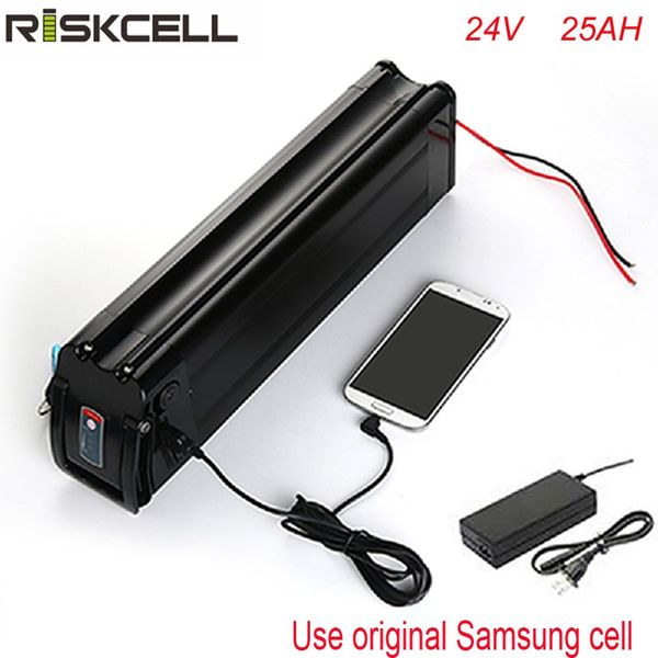 USB ile Elektrik bisikletler için Gümüş Balık Battery 24v 25ah Samsung Lityum iyon Pil özelleştirme