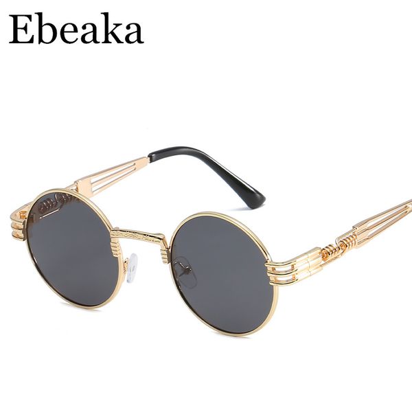 

ebeaka new fashion punk fashion spring circular frame sunglasses polarized sunglasses men and women's metal uv400, White;black