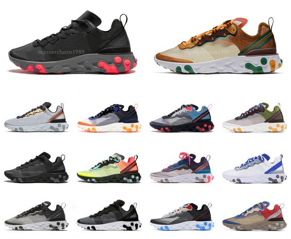 

2019 react element 55 men women running shoes triple black white green grey royal red mens trainers fashion sports sneakers