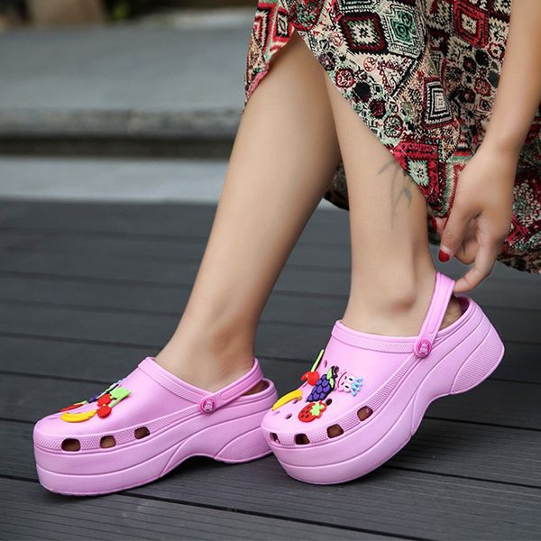 

dals clogs mules eva 2019 summer flip flops beach garden shoes fashion slippers outdoor platform chinelo feminino, Black