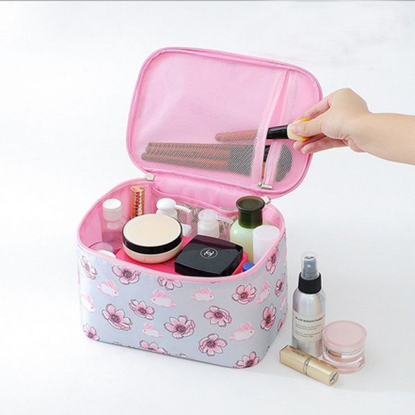 

2018 new style fashion portable print travel makeup toiletry case pouch flower organizer cosmetic bag