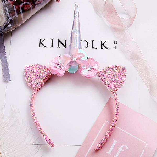

1pc ins boutique cute glitter cat ears unicorn hairbands fashion royal floral animal ears hair sticks princess hair accessories, Slivery;white