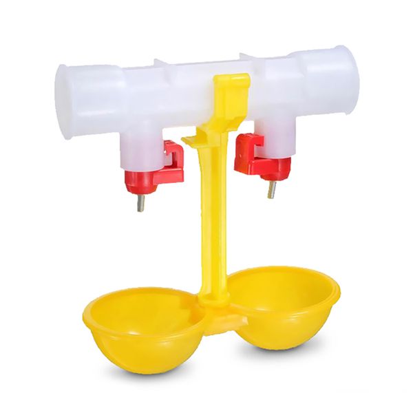 

10 pcs chicken drinking fountain double hanging cup ball nipple drinkers 25cm chicken equipment quail feeders