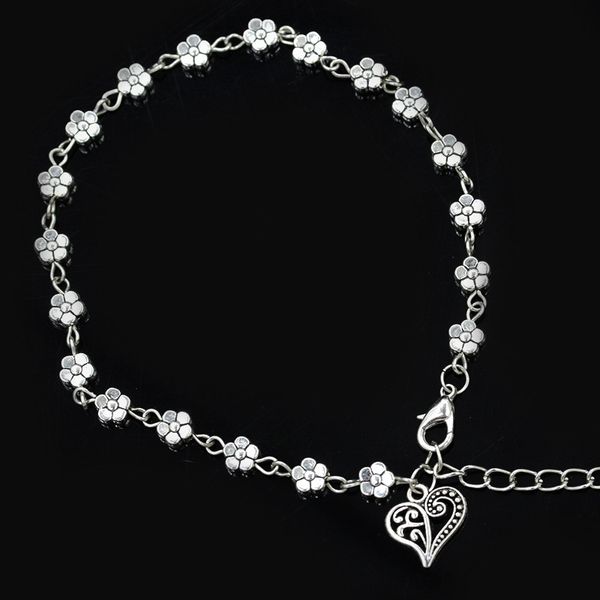 

2020 women fashion earrings fashion vintage plum blossom anklet heart-shaped bracelet multi-function tassel chain foot jewelry, Red;blue