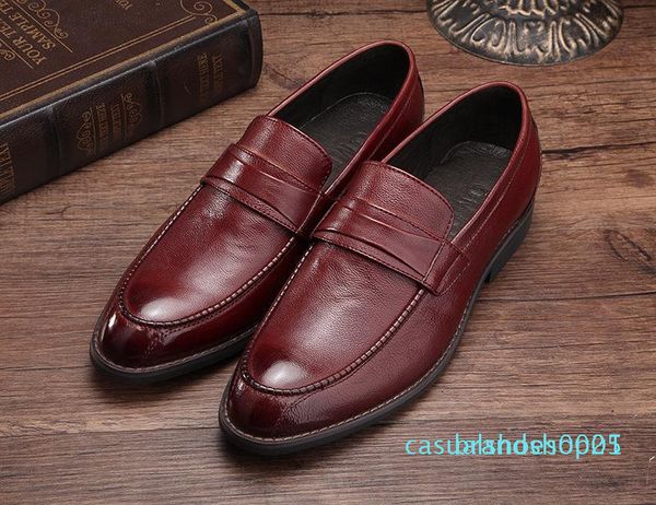 

fashion2019 man 33801 casual shoes head layer cowhide bottom soft noodles set foot dawdler shoe c25, Black