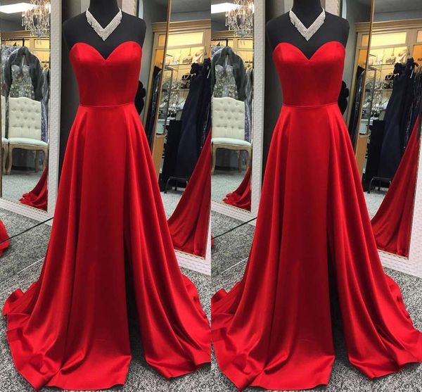 

2019 elegant red sweetheart neck evening dresses a line satin formal occasion prom party dresses custom made sale, Black;red