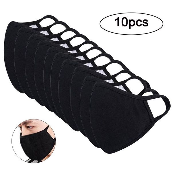 

10pc black facemask black reusable dustproof respirator headwear for dust outdoors sports breathable face masque mascarillas
