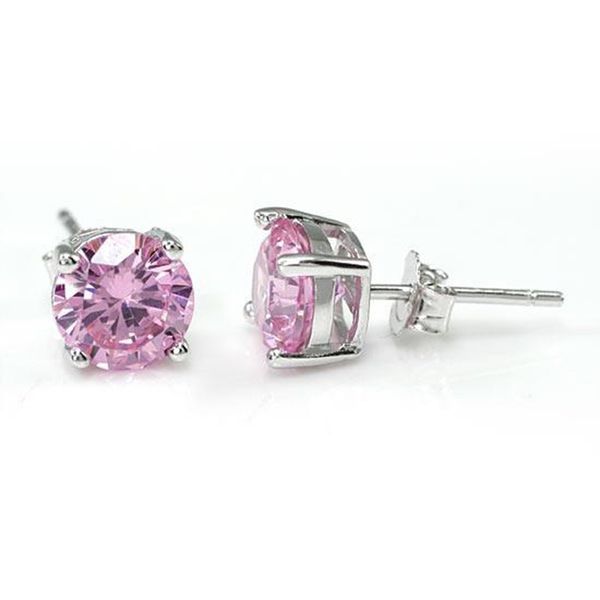 

exquisite women earrings stud 1 ct pink created sapphire solid 925 sterling silver stud earrings xfe8115, Golden;silver