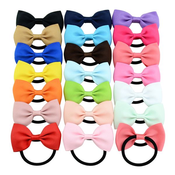 

1 pcs fashion small bowknot elastic rubber band head rope mini solid ribbow bow tie for girls hair accessories 703, Slivery;white