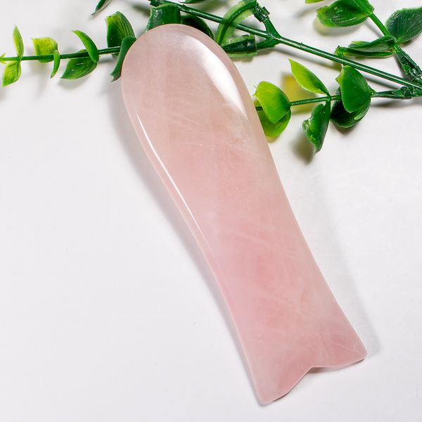 Hot Quarzo Rosa Gua Sha consiglio naturale rosa giada corpo di pietra viso occhi Raschiare Y forma guasha Strumento di massaggio per il regalo