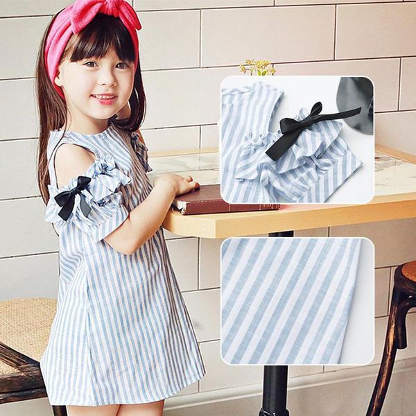 

littler girl summer dresses 2019 off the shoulder cotton striped toddler dress cinderella dress big girls princess kids clothes, Red;yellow