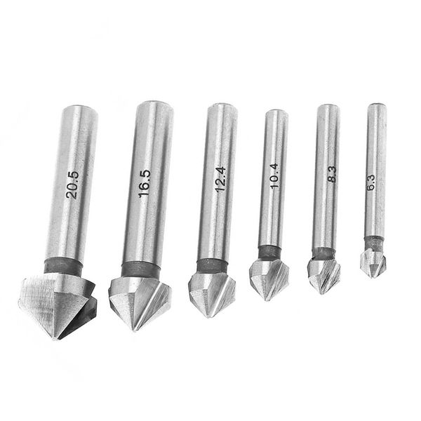 

круглый хвостовик 6pcs / set 3 флейты три края фаски фаски концевой фрезы cutter зенковка сверло