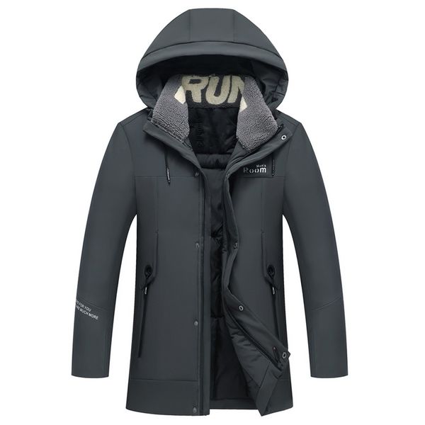 

vogue зима мужчины parka пальто ветрозащитный outwear толстый мужчина drawstring с капюшоном пальто куртки новый теплый сгущаться молния шин, Black