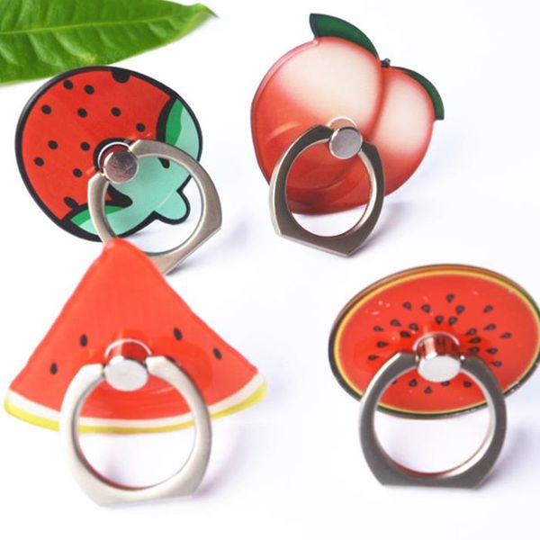 

universal cell phone holders summer 360 degree finger holder fruit ring buckle acrylic cartoon for iphone samsung dhl