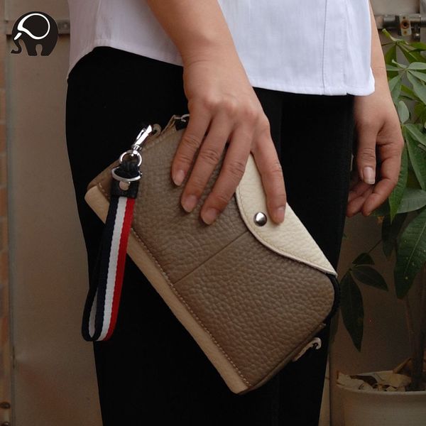 

100% genuine leather women clutch shouler bag lichi leather wristle hand wallets purse