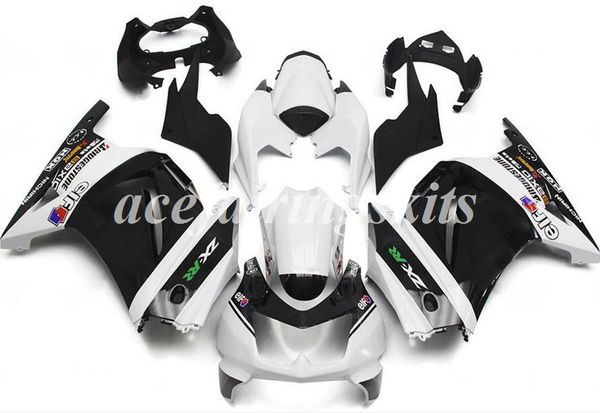 

4gifts injection mold new abs motorcycle full fairings set fit for kawasaki ninja250r ex250 zx250r 250 2008 - 2014 body set white black eif