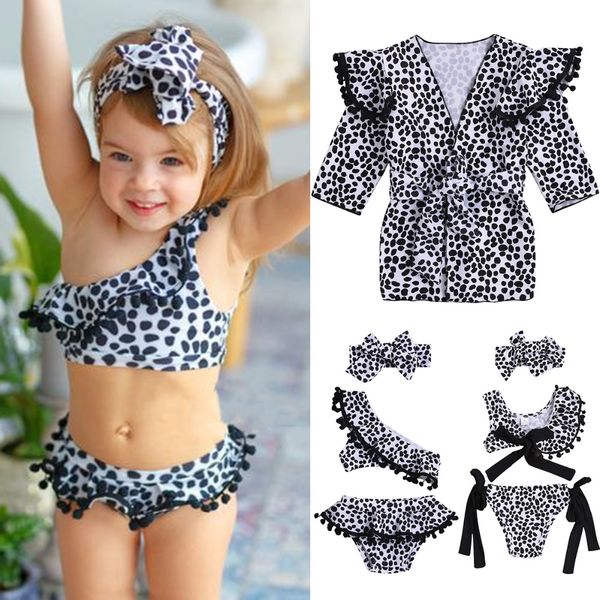 

baby girls two-piece leopard off-shoulder swimsuit toddler swimwear girl infant baby bikini set cute children beach bathing suit