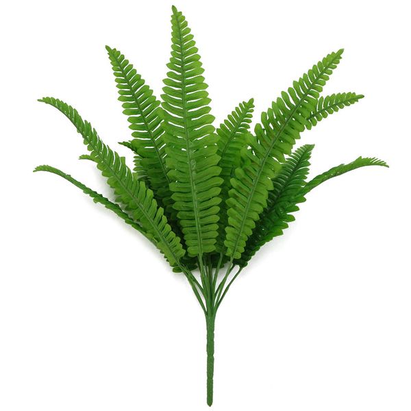 

18 head simulation bonsai fern grass big persian green leaves artificial plastic branch plants fake leaf home garden decoration