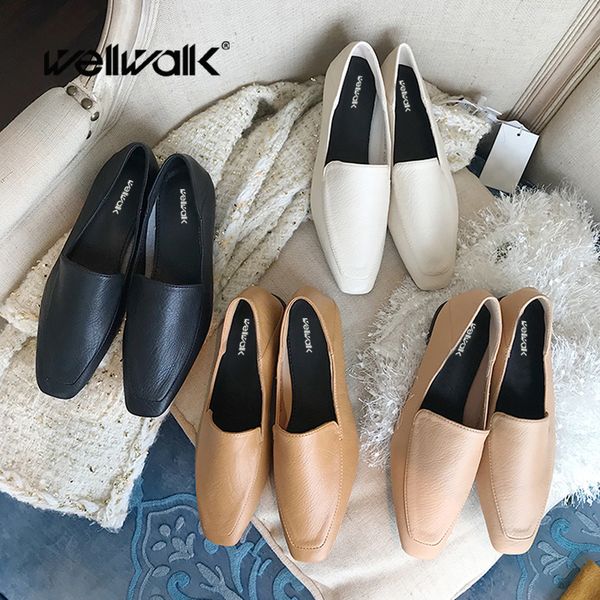 

woman flat loafer moccasin slip on close shoes flats square toe slippers slider mules work shoes office formal pu leather autumn, Black