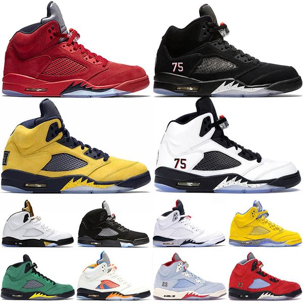 

5 5s PSG X Paris Saint-Germain 2019 JUMPMAN Paris Michigan FAB 5 Bred Mens Basketball Shoes Red Suede Blue Laney Womens Sport Sneakers