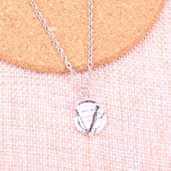 

new fashion antique silver pendants 19*13mm slice of pie plate fork necklace handmade necklace gift