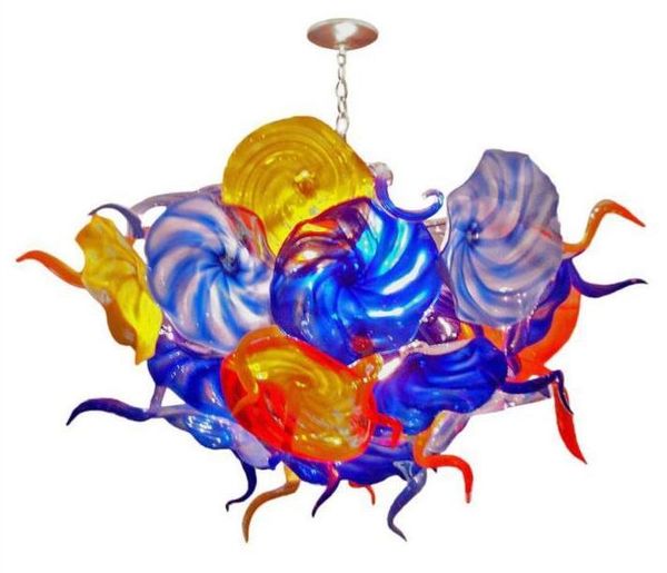 

multi color flower plates chandelier lighting ac led pendant light new house elegant style home lighting hand blown glass chandelier