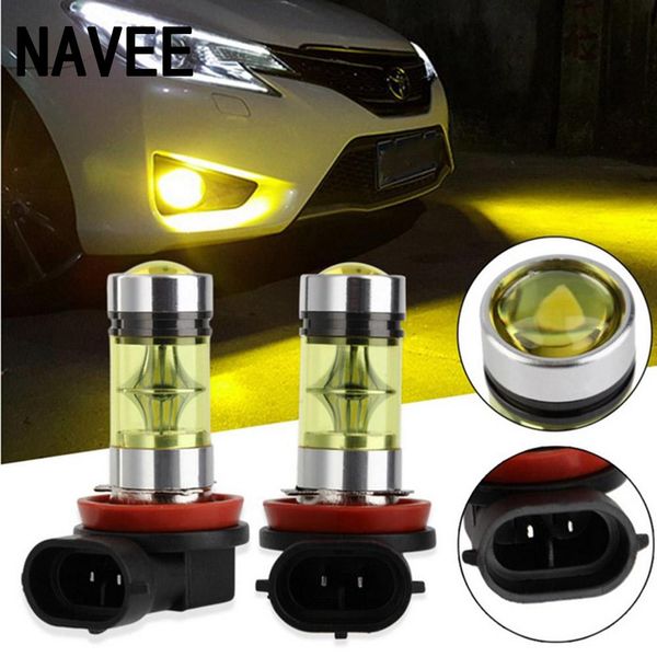 

2pcs car light h1 h3 h4 h7 h8 h11 yellow gold color universal 2828smd 20led car drl fog light headlight 100w super lamp bulb