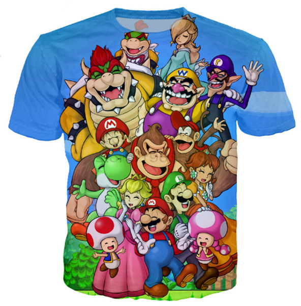 

новая горячая мода классический мультфильм игры super mario bros футболка женщины мужчины лето мужская 3d печати с коротким рукавом crewneck, White;black
