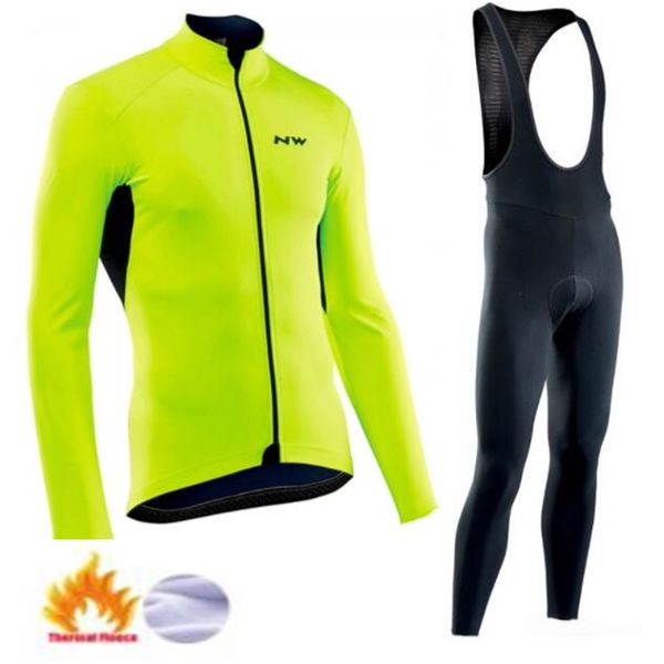 

northwave warm 2020 winter thermal fleece cycling clothes nw men's jersey suit outdoor riding bike mtb clothing bib pants set, Black;blue