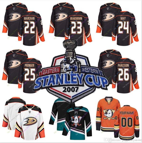 

2007 Stanley Cup Jersey Ice Hockey Anaheim Ducks Todd Marchant Francois Beauchemin Brad May Chris Pronger Samuel Pahlsson Cheap