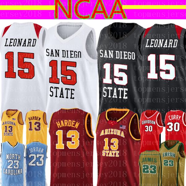 

san diego state aztecs college kawhi 15 leonard jersey ncaa mens james 13 harden 23 lebron basketball, Black