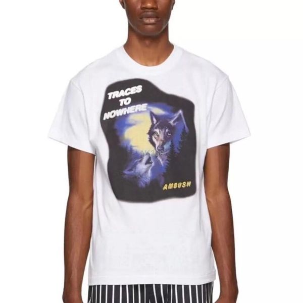 

19ss ambush wolf printed white tee short sleeves men women summer casual simple street skateboard t-shirt hflstx418, White;black