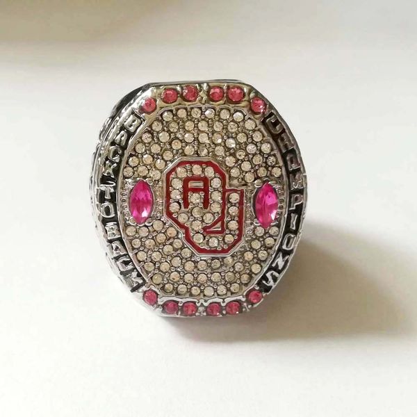

2016 oklahoma sooners (stoops) college football back to back championship ring fan men gift wholesale drop shipping, Golden;silver