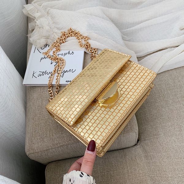 

pu leather crossbody bags for women 2019 designer chain shoulder messenger bag gold silver luxury handbags women bags mx200327