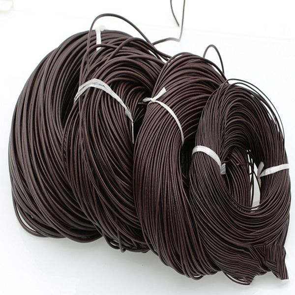 

1.0-6.0mm jewelry materials handmade genuine leather rope round cowhide coffee bracelet necklace accessories, Black;white