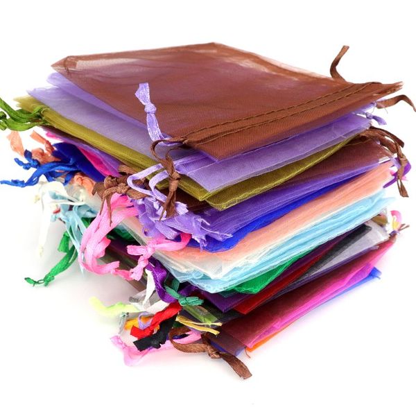 

7*9cm 9*12cm 50pcs colorful jewelry drawstring organza pouches gift bags packaging for jewelry handmade party wedding engagement, Black