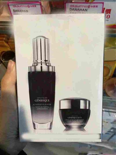 

2pcs/set famous brand black bottles advanced moisturizing face cream 50ml+15ml eye cream set activating face and eye skin care shopping, White